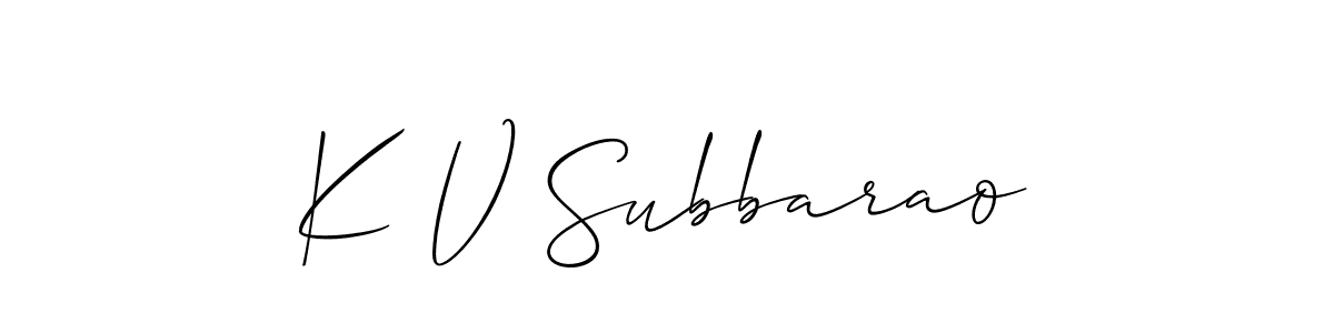 Make a beautiful signature design for name K V Subbarao. With this signature (Allison_Script) style, you can create a handwritten signature for free. K V Subbarao signature style 2 images and pictures png