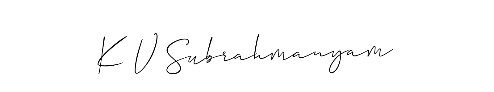 Also we have K V Subrahmanyam name is the best signature style. Create professional handwritten signature collection using Allison_Script autograph style. K V Subrahmanyam signature style 2 images and pictures png