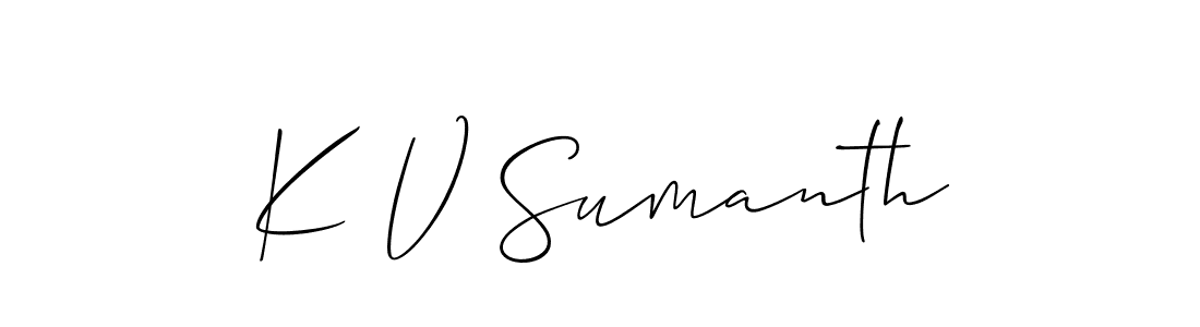 Use a signature maker to create a handwritten signature online. With this signature software, you can design (Allison_Script) your own signature for name K V Sumanth. K V Sumanth signature style 2 images and pictures png