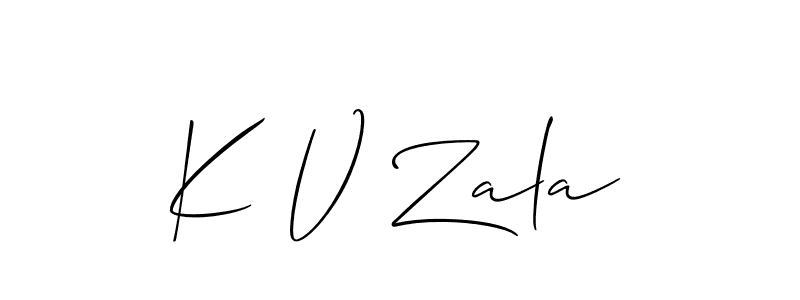 Make a short K V Zala signature style. Manage your documents anywhere anytime using Allison_Script. Create and add eSignatures, submit forms, share and send files easily. K V Zala signature style 2 images and pictures png