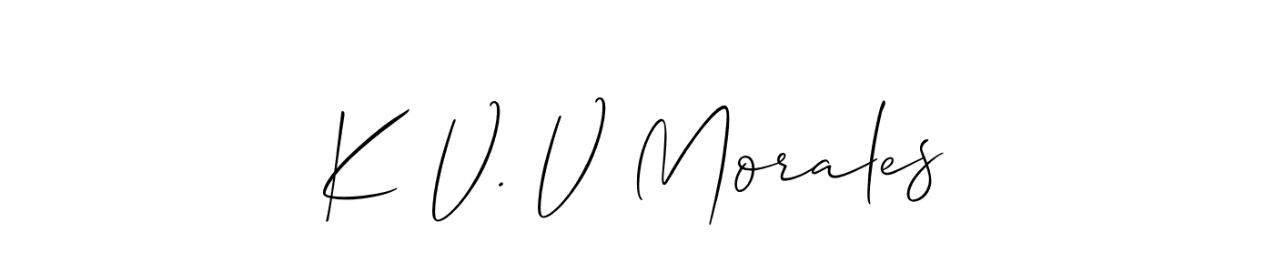 Allison_Script is a professional signature style that is perfect for those who want to add a touch of class to their signature. It is also a great choice for those who want to make their signature more unique. Get K V. V Morales name to fancy signature for free. K V. V Morales signature style 2 images and pictures png