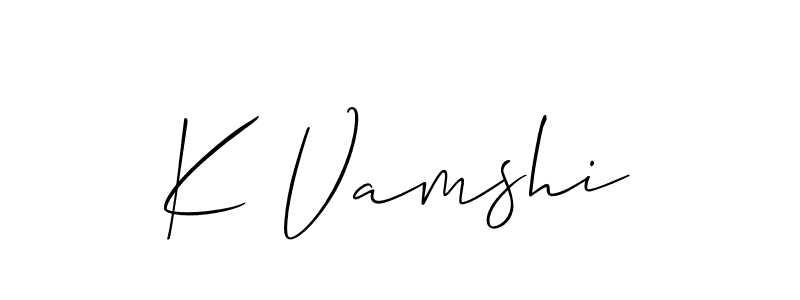 Also we have K Vamshi name is the best signature style. Create professional handwritten signature collection using Allison_Script autograph style. K Vamshi signature style 2 images and pictures png