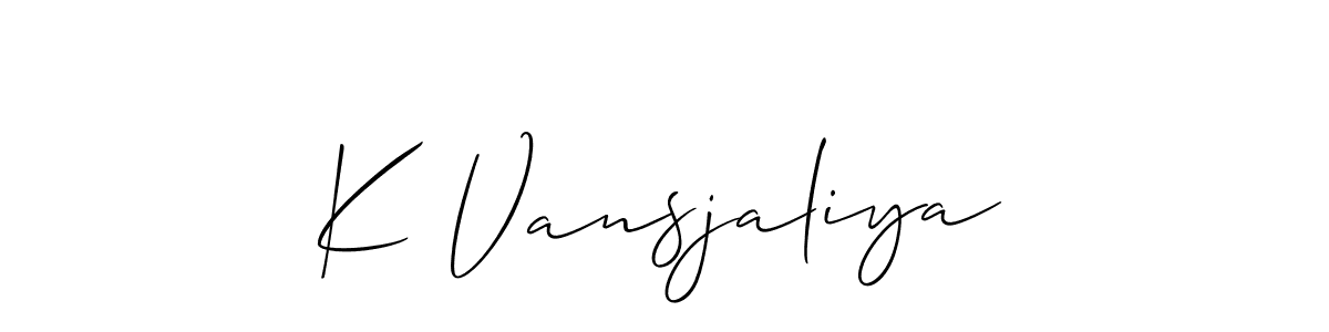 Also we have K Vansjaliya name is the best signature style. Create professional handwritten signature collection using Allison_Script autograph style. K Vansjaliya signature style 2 images and pictures png