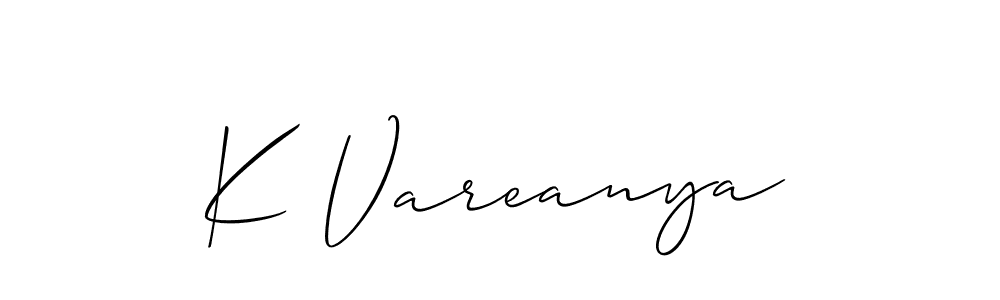 if you are searching for the best signature style for your name K Vareanya. so please give up your signature search. here we have designed multiple signature styles  using Allison_Script. K Vareanya signature style 2 images and pictures png