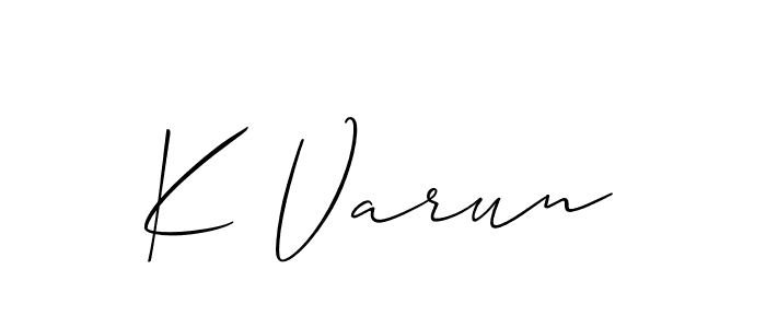 Create a beautiful signature design for name K Varun. With this signature (Allison_Script) fonts, you can make a handwritten signature for free. K Varun signature style 2 images and pictures png