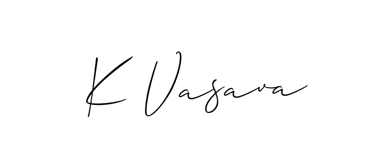 Design your own signature with our free online signature maker. With this signature software, you can create a handwritten (Allison_Script) signature for name K Vasava. K Vasava signature style 2 images and pictures png