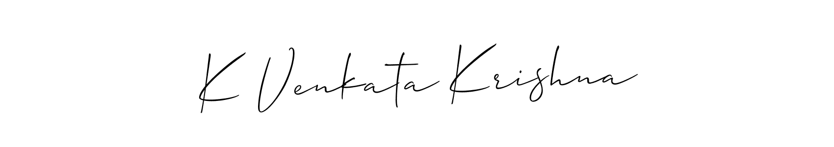 Use a signature maker to create a handwritten signature online. With this signature software, you can design (Allison_Script) your own signature for name K Venkata Krishna. K Venkata Krishna signature style 2 images and pictures png