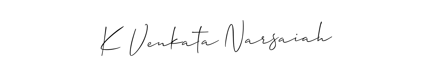 Also You can easily find your signature by using the search form. We will create K Venkata Narsaiah name handwritten signature images for you free of cost using Allison_Script sign style. K Venkata Narsaiah signature style 2 images and pictures png