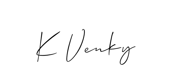 Design your own signature with our free online signature maker. With this signature software, you can create a handwritten (Allison_Script) signature for name K Venky. K Venky signature style 2 images and pictures png