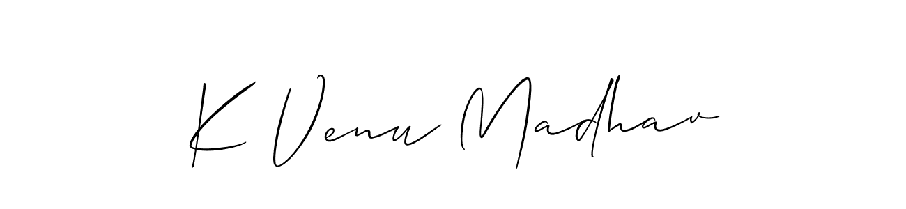 Allison_Script is a professional signature style that is perfect for those who want to add a touch of class to their signature. It is also a great choice for those who want to make their signature more unique. Get K Venu Madhav name to fancy signature for free. K Venu Madhav signature style 2 images and pictures png