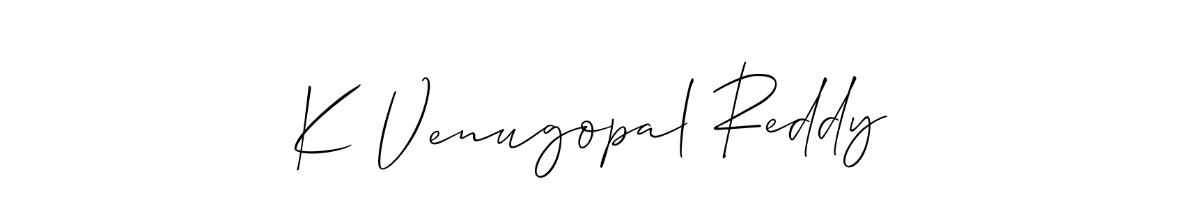 The best way (Allison_Script) to make a short signature is to pick only two or three words in your name. The name K Venugopal Reddy include a total of six letters. For converting this name. K Venugopal Reddy signature style 2 images and pictures png