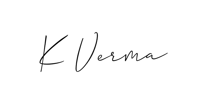 Make a beautiful signature design for name K Verma. With this signature (Allison_Script) style, you can create a handwritten signature for free. K Verma signature style 2 images and pictures png