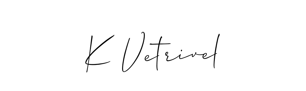 Allison_Script is a professional signature style that is perfect for those who want to add a touch of class to their signature. It is also a great choice for those who want to make their signature more unique. Get K Vetrivel name to fancy signature for free. K Vetrivel signature style 2 images and pictures png