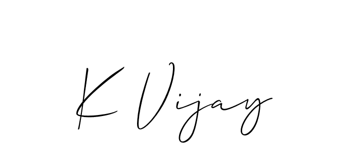 The best way (Allison_Script) to make a short signature is to pick only two or three words in your name. The name K Vijay include a total of six letters. For converting this name. K Vijay signature style 2 images and pictures png