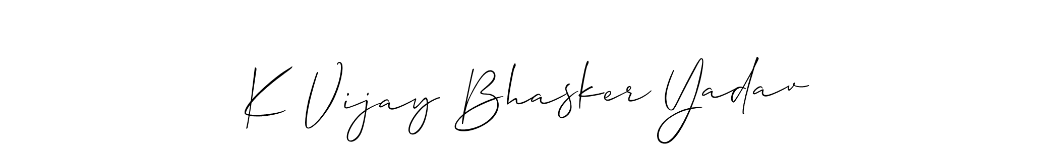 The best way (Allison_Script) to make a short signature is to pick only two or three words in your name. The name K Vijay Bhasker Yadav include a total of six letters. For converting this name. K Vijay Bhasker Yadav signature style 2 images and pictures png