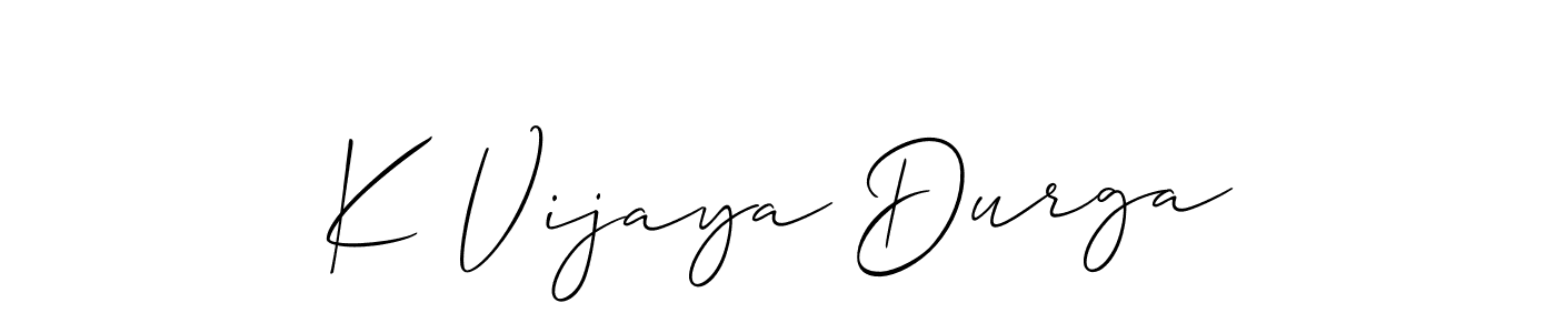 How to make K Vijaya Durga name signature. Use Allison_Script style for creating short signs online. This is the latest handwritten sign. K Vijaya Durga signature style 2 images and pictures png