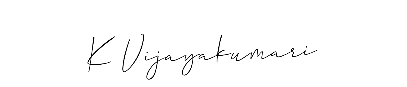 You should practise on your own different ways (Allison_Script) to write your name (K Vijayakumari) in signature. don't let someone else do it for you. K Vijayakumari signature style 2 images and pictures png