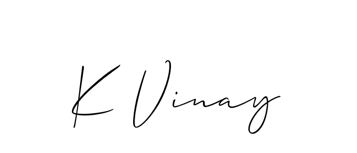 Make a beautiful signature design for name K Vinay. With this signature (Allison_Script) style, you can create a handwritten signature for free. K Vinay signature style 2 images and pictures png