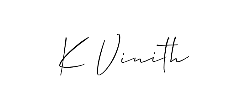 if you are searching for the best signature style for your name K Vinith. so please give up your signature search. here we have designed multiple signature styles  using Allison_Script. K Vinith signature style 2 images and pictures png