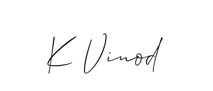 You should practise on your own different ways (Allison_Script) to write your name (K Vinod) in signature. don't let someone else do it for you. K Vinod signature style 2 images and pictures png