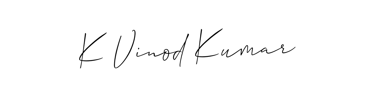 Allison_Script is a professional signature style that is perfect for those who want to add a touch of class to their signature. It is also a great choice for those who want to make their signature more unique. Get K Vinod Kumar name to fancy signature for free. K Vinod Kumar signature style 2 images and pictures png