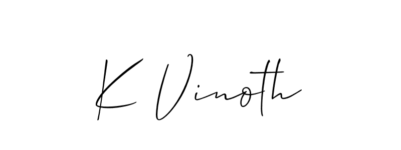 It looks lik you need a new signature style for name K Vinoth. Design unique handwritten (Allison_Script) signature with our free signature maker in just a few clicks. K Vinoth signature style 2 images and pictures png