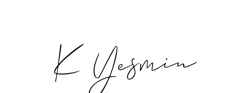 It looks lik you need a new signature style for name K Yesmin. Design unique handwritten (Allison_Script) signature with our free signature maker in just a few clicks. K Yesmin signature style 2 images and pictures png