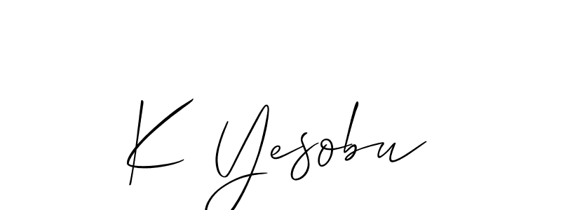 The best way (Allison_Script) to make a short signature is to pick only two or three words in your name. The name K Yesobu include a total of six letters. For converting this name. K Yesobu signature style 2 images and pictures png