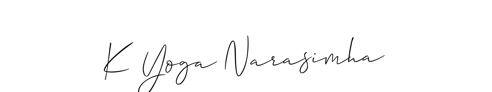 Create a beautiful signature design for name K Yoga Narasimha. With this signature (Allison_Script) fonts, you can make a handwritten signature for free. K Yoga Narasimha signature style 2 images and pictures png