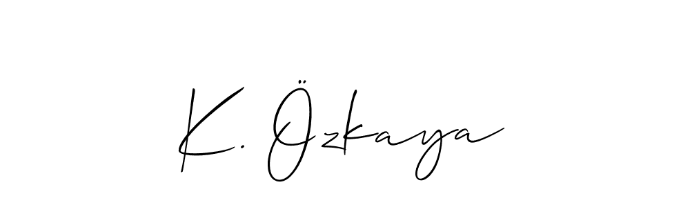 Also we have K. Özkaya name is the best signature style. Create professional handwritten signature collection using Allison_Script autograph style. K. Özkaya signature style 2 images and pictures png