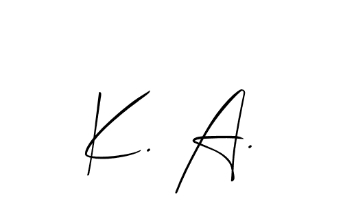 The best way (Allison_Script) to make a short signature is to pick only two or three words in your name. The name K. A. include a total of six letters. For converting this name. K. A. signature style 2 images and pictures png