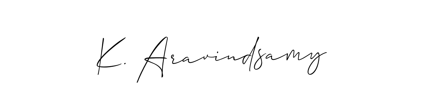 Also You can easily find your signature by using the search form. We will create K. Aravindsamy name handwritten signature images for you free of cost using Allison_Script sign style. K. Aravindsamy signature style 2 images and pictures png
