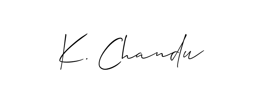 The best way (Allison_Script) to make a short signature is to pick only two or three words in your name. The name K. Chandu include a total of six letters. For converting this name. K. Chandu signature style 2 images and pictures png