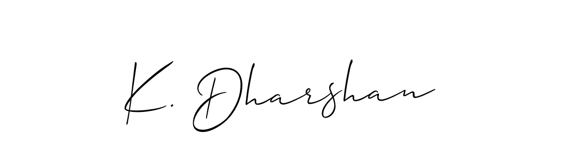 Use a signature maker to create a handwritten signature online. With this signature software, you can design (Allison_Script) your own signature for name K. Dharshan. K. Dharshan signature style 2 images and pictures png