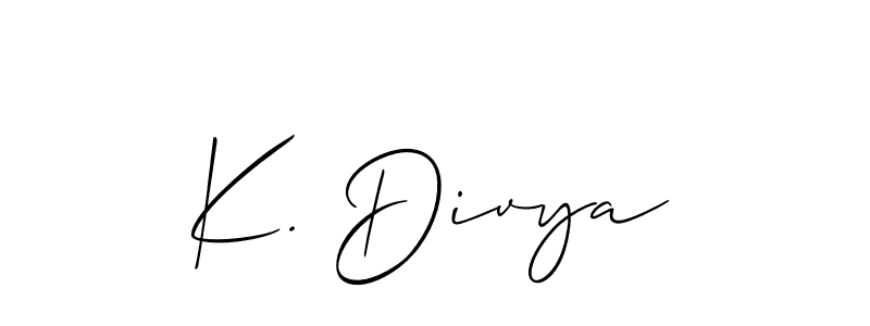 Design your own signature with our free online signature maker. With this signature software, you can create a handwritten (Allison_Script) signature for name K. Divya. K. Divya signature style 2 images and pictures png