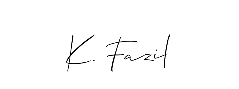 How to make K. Fazil name signature. Use Allison_Script style for creating short signs online. This is the latest handwritten sign. K. Fazil signature style 2 images and pictures png