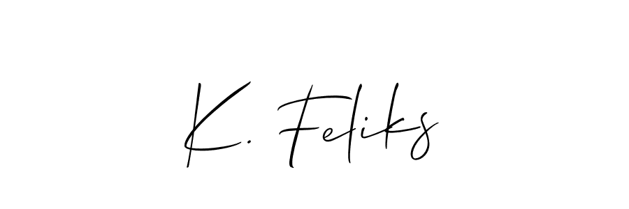 It looks lik you need a new signature style for name K. Feliks. Design unique handwritten (Allison_Script) signature with our free signature maker in just a few clicks. K. Feliks signature style 2 images and pictures png