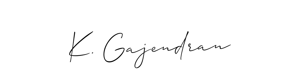 if you are searching for the best signature style for your name K. Gajendran. so please give up your signature search. here we have designed multiple signature styles  using Allison_Script. K. Gajendran signature style 2 images and pictures png