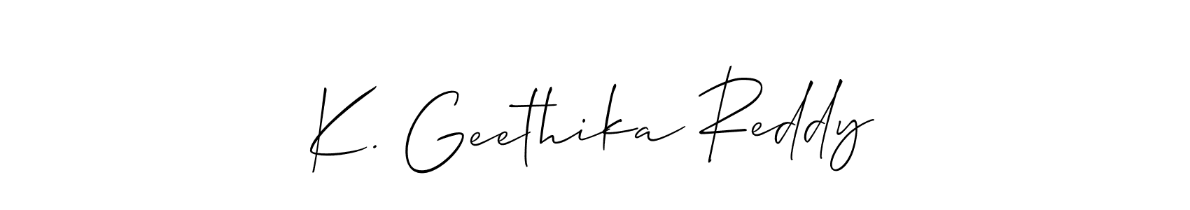 Create a beautiful signature design for name K. Geethika Reddy. With this signature (Allison_Script) fonts, you can make a handwritten signature for free. K. Geethika Reddy signature style 2 images and pictures png