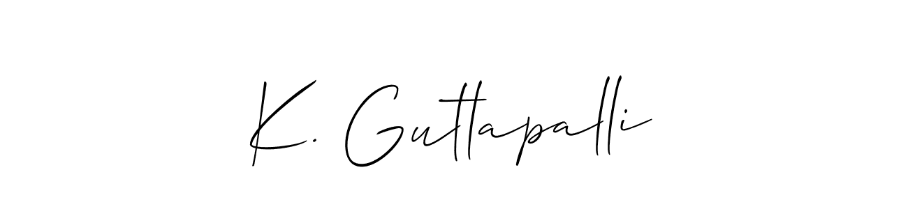 The best way (Allison_Script) to make a short signature is to pick only two or three words in your name. The name K. Gutlapalli include a total of six letters. For converting this name. K. Gutlapalli signature style 2 images and pictures png
