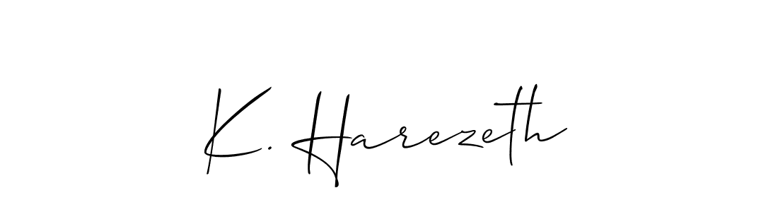 Design your own signature with our free online signature maker. With this signature software, you can create a handwritten (Allison_Script) signature for name K. Harezeth. K. Harezeth signature style 2 images and pictures png