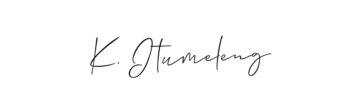 It looks lik you need a new signature style for name K. Itumeleng. Design unique handwritten (Allison_Script) signature with our free signature maker in just a few clicks. K. Itumeleng signature style 2 images and pictures png