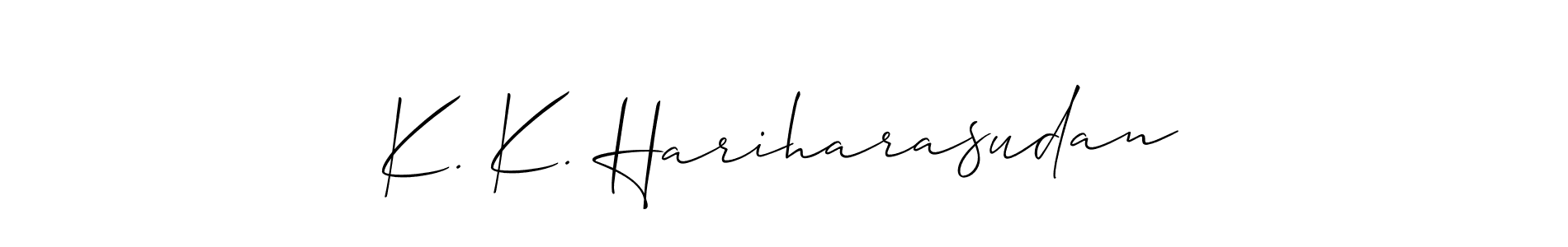 It looks lik you need a new signature style for name K. K. Hariharasudan. Design unique handwritten (Allison_Script) signature with our free signature maker in just a few clicks. K. K. Hariharasudan signature style 2 images and pictures png
