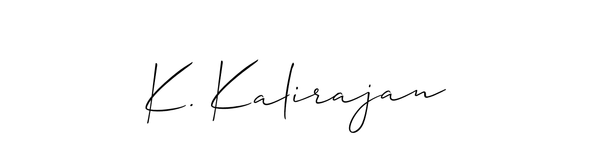 Use a signature maker to create a handwritten signature online. With this signature software, you can design (Allison_Script) your own signature for name K. Kalirajan. K. Kalirajan signature style 2 images and pictures png