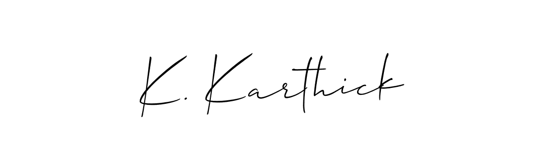 Allison_Script is a professional signature style that is perfect for those who want to add a touch of class to their signature. It is also a great choice for those who want to make their signature more unique. Get K. Karthick name to fancy signature for free. K. Karthick signature style 2 images and pictures png