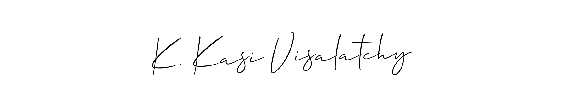 It looks lik you need a new signature style for name K. Kasi Visalatchy. Design unique handwritten (Allison_Script) signature with our free signature maker in just a few clicks. K. Kasi Visalatchy signature style 2 images and pictures png