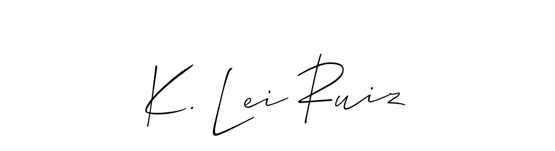if you are searching for the best signature style for your name K. Lei Ruiz. so please give up your signature search. here we have designed multiple signature styles  using Allison_Script. K. Lei Ruiz signature style 2 images and pictures png