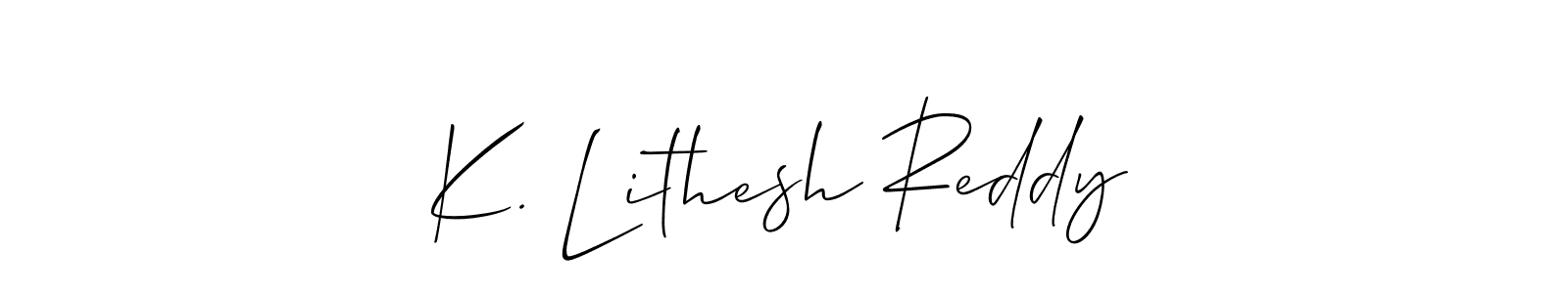if you are searching for the best signature style for your name K. Lithesh Reddy. so please give up your signature search. here we have designed multiple signature styles  using Allison_Script. K. Lithesh Reddy signature style 2 images and pictures png