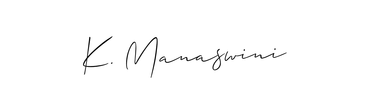 You should practise on your own different ways (Allison_Script) to write your name (K. Manaswini) in signature. don't let someone else do it for you. K. Manaswini signature style 2 images and pictures png