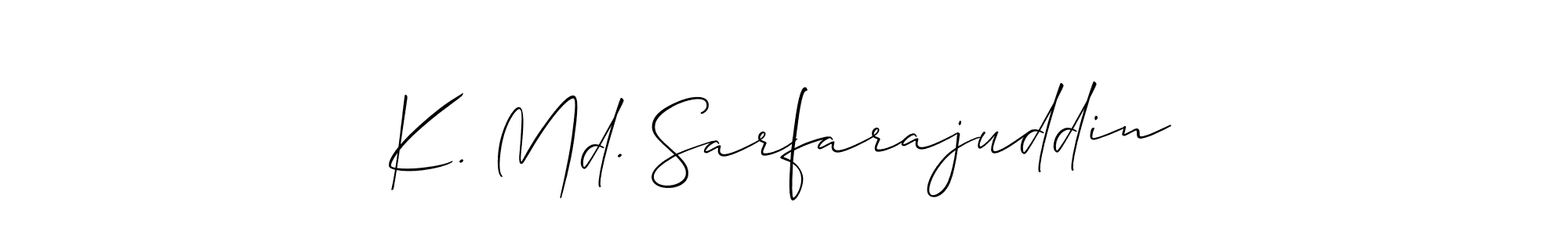 How to make K. Md. Sarfarajuddin name signature. Use Allison_Script style for creating short signs online. This is the latest handwritten sign. K. Md. Sarfarajuddin signature style 2 images and pictures png